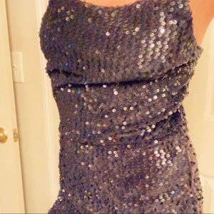 💓DRESS SALE!Black Sequin Strapless Hi Slit Gown